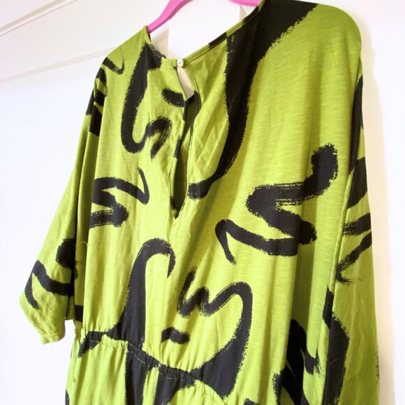 Green Smudge Jumpsuit - ASOS Curve Jersey Dolman Sleeve - Plus Size Romper - Picture 9 of 11